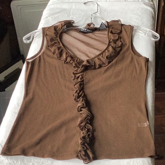 Tops Sheer Chocolate Brown Ruffle Top Poshmark